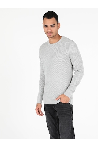 Colin's Slim Fit Bisiklet Yaka Erkek Gri Melanj Kazak CL1051605_Q1.V2_MGA