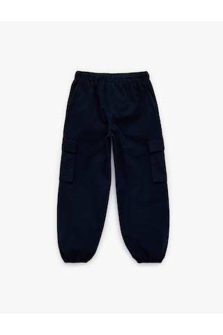 Koton Gabardin Kumaş Beli Lastikli Bağlamalı Cep Detaylı Kargo Pantolon Lacivert 6skb40112tw Lacivert