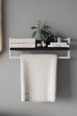 Aju Havluluk Banyo Rafı Havlu Askısı Şal Aksesuar Bakım Ürünleri Banyo Mutfak Düzenleyici. Beyaz - Siyah