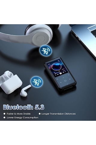 64gb Mp3 Çalar Bluetooth, 2.4 Inç Ekran, Klipsli Tasarım, 500mah Pil