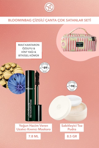 Yves Rocher Bloominbag Çizgili Çanta Seti- Toz Pudra 8.5 G & Maskara 7.8 Ml