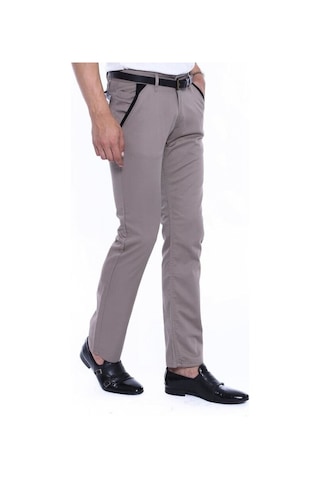 Garnili Cepli Desensiz Slim Fit Bej Erkek Pantolon - Wessi Siyah