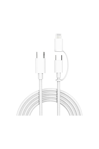 Micflip A22 2in1 Pd Type-c To Type-c + Lightning Mfı Sertifikalı Data Ve Şarj Kablosu 240w 1m Beyaz