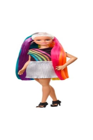 Barbie-Barbie Gökkuşağı Renkli Saçlar Bebeği