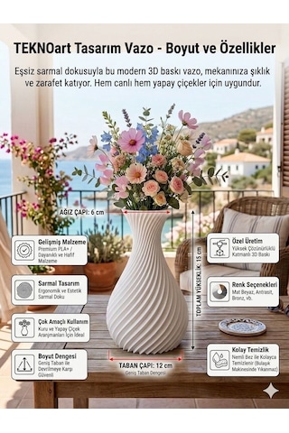 İskandinav Tarzı Kavisli Plastik Vazo 18 Cm. Çam Yeşili Diğer