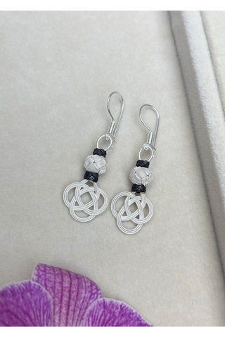 Gümüş Kazaziye Şems Düğümü Kolye Küpe Set - Set09