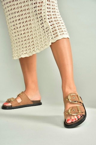 Fox Shoes U267732702 Taba Süet Kadın Terlik Taba-süet