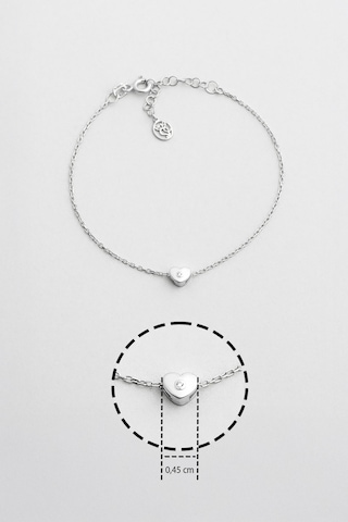 Little Love 18 Ayar Beyaz Altın Kaplama 19 Cm Gümüş Bileklik Rodyum