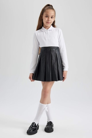 Defacto J0010a6-fw Kız Çocuk Uzun Kollu Polo Yaka T-shirt J0010A6-R1098 Beyaz
