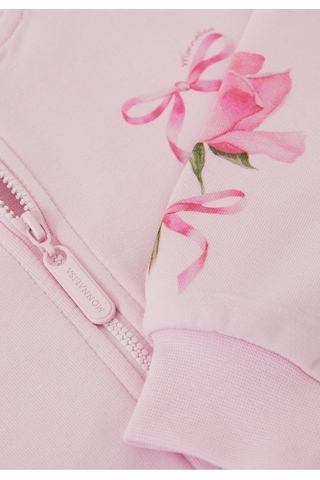 Monnalisa Çiçek Desenli Kapüşonlu Sweatshirt Pembe