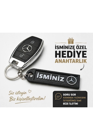 İsimli Mercedes Anahtarlık , Kişiye Özel - Hediyelik İsimli Araç Logolu Anahtarlık - İsimli Mercedes