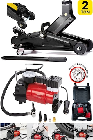 Stilmax 7301st 2 Ton Timsah Kriko + Çakmaklı Hava Kompresör Seti