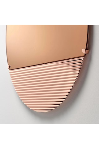 Yuvarlak Ayna Skogsgransen Bakır Rengi, 50 Cm Meridyendukkan Sade Modern Tasarım Bakır