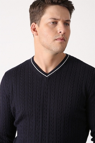 Ferraro Lacivert V Yaka Erkek Pamuk Kazak Lacivert (456045976) Lacivert