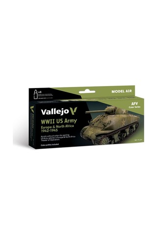 Vallejo 71625 8x18 Ml. Us Army Europe & North Africa 1942-1945, Model Air Serisi Model Boyası Seti Renkli