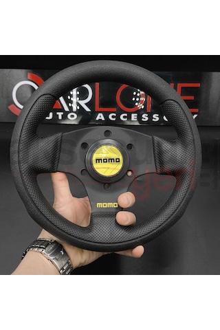 Spor Direksiyon Deri 24cm Momo Tip - Yarış Spor Direksiyonu Karma