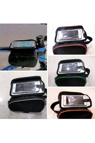 Bisiklet Heybe Çantası Kadro Üstü 6 İnç Telefonlu Kırmızı Yeşil