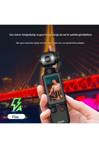 Taşınabilir Vlogging Kamerası, 2.5k Video, 66mp Fotoğraf, 180 Döndürülebilir Lens, 16x Zoom, 1.9 İnç Ekran