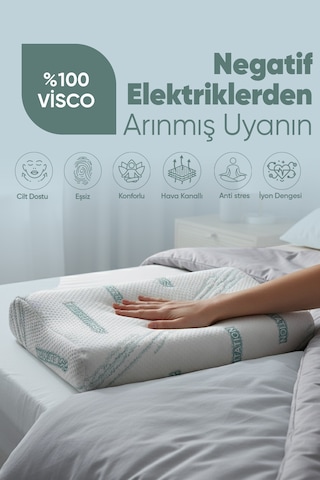 Visko Tek Taraflı Boyun Destek Yastığı - Meditation Boyun Düzleşmesi İçin Visco Yastık Beyaz