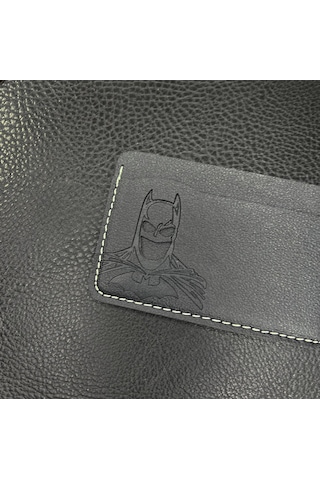 Koto Batman Tasarımlı El Yapımı Hakiki Deri Cüzdan & Kartlık Siyah