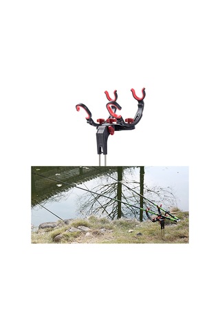 Dianziye İki Balıkçılık Kamışı Tutabilir Ayarlandırabilen Abs + Paslanmaz Çelik Toprak Takılı İki Kollü Kamış Tutucu