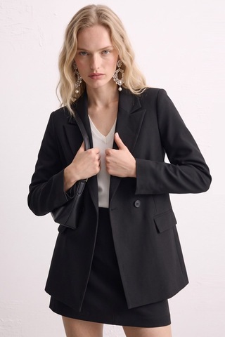Barrels And Oıl Kadın Çift Düğmeli Blazer Ceket - Siyah Siyah