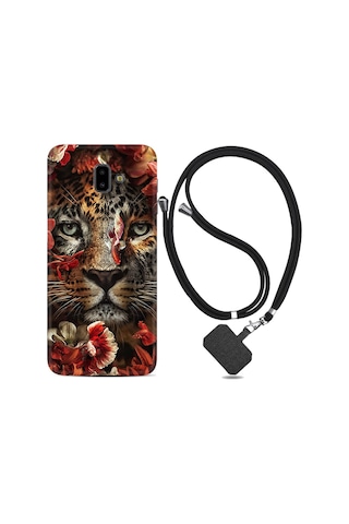 Samsung Uyumlu Galaxy J4 Plus Kılıf Ipli Askılı Flowers Baby Tiger 1336