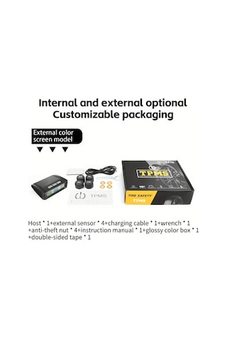 Motion003 Siyah Arabalar İcin Ynf Tpms 4 Harici Sensorlu Lastik Basinc Ve Sicaklik Izleme Sistemi Titresim Algilama Anahtari Sezgisel Ekran