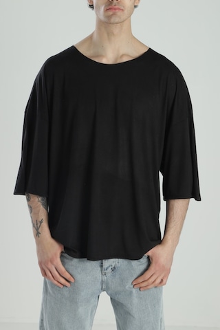 Cocopelli Fakir Kol Siyah Oversize Viscon T-shirt Coc2277 Siyah