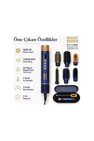 Mini More 6'sı 1 Arada Profesyonel Saç Şekillendirici + Premium Deri Çanta