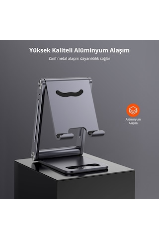 Juo Alüminyum Katlanabilir Metal Masaüstü Telefon Tutucu Standı Uzay Grisi