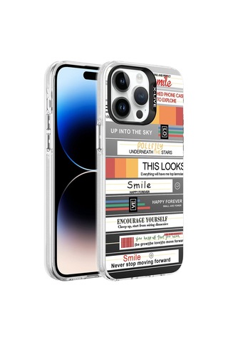 Zeyline Apple Uyumlu iPhone 14 Pro Max Desenli Zore Silver Sert Kapak-mottolar