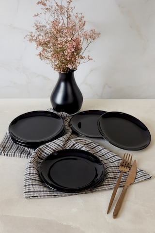 Keramika Siyah Delta Pasta Tabağı 17 Cm 6 Adet 650 Siyah