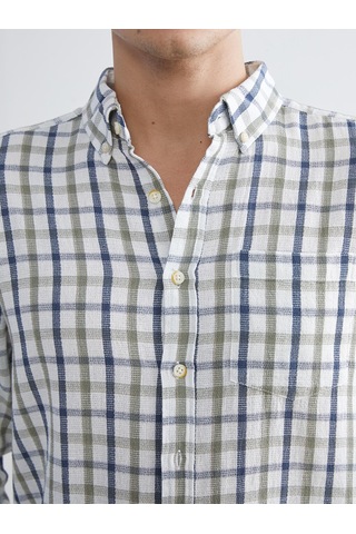 Lcwaıkıkı Classic Yeşil Regular Fit Uzun Kollu Ekose Armürlü Erkek Gömlek