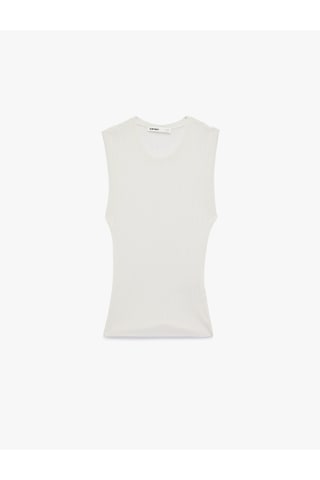 Koton Bisiklet Yaka Kolsuz Triko Bluz Ekru 6sak30023ht