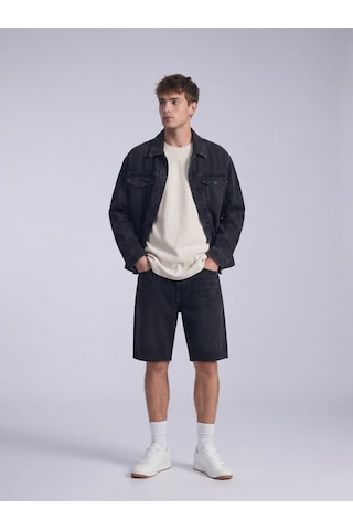 LTB Dokulu Relaxed Fit Bej T-shırt Gri
