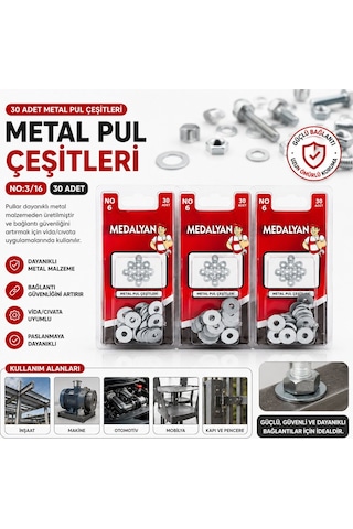 Medalyan Dl-42 Metal Pul 3/16 - 30 Adet- 12'li Paket Diğer