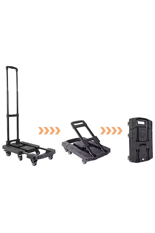 6 Tekerlekli Katlanabilir Paket Koli Taşıma Arabası Siyah 200 Kg