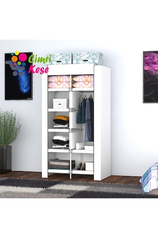 Cimrikesee Raflı Askılı Çok Amaçlı Mini Bez Dolap