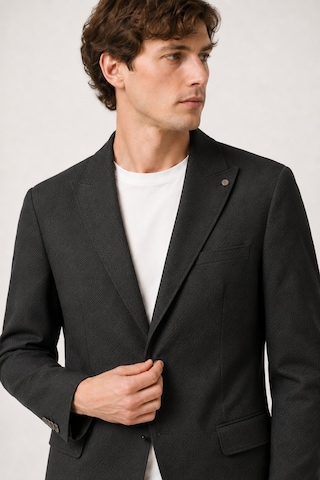 Bihan Store Erkek Kendinden Dokulu Sivri Yaka Tek Düğmeli Klasik Blazer 6 Drop Ceket 1993-01-siyah