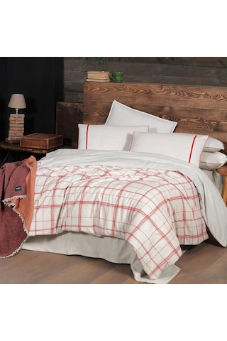 Bramo King Size Battal Boy %100 Pamuk Flanel Pazen Nevresim Takımı Bej Bej