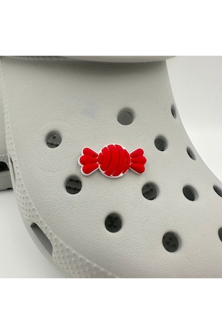 Crocs Terlik Süsü Ve Aksesuarı , Çanta Süsü Jibbitz 3d Kabartma Şeker 03 Görsel Figür Aksesuar Kırımızı-beyaz
