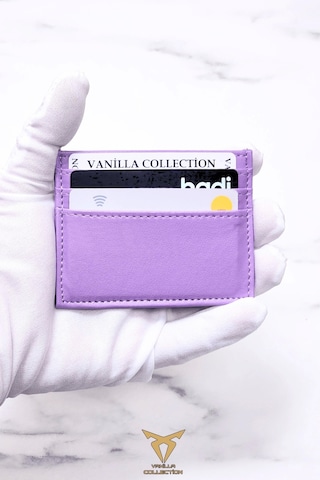 Vanilla Collection Unisex Mini Ve Ince Deri Dizme Kartlık Portföy Lila Lila
