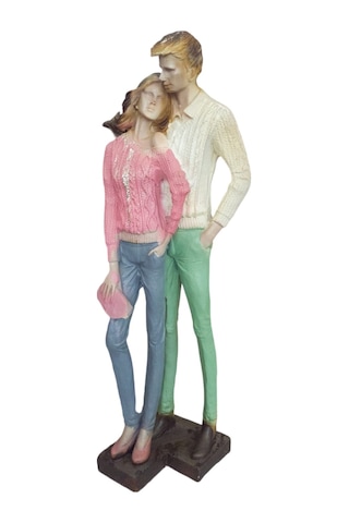 Polyester Kazaklı Sevgili Sarılmış Çift Biblo Obje 40cm