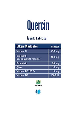 Tab Quercin Fitozomal Kuersetin Bromelain 30 Kapsül