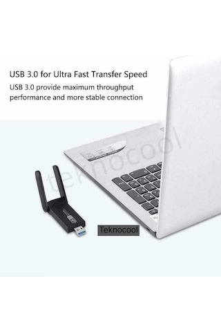 USB 3.0 1200Mbps Harici Wi-Fi Adaptörü Çift Bant 5Ghz 2.4Ghz