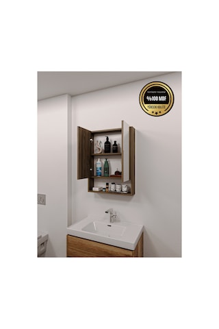 Lotus Banyo Dolabı Aynalı Raflı Kapaklı 7001