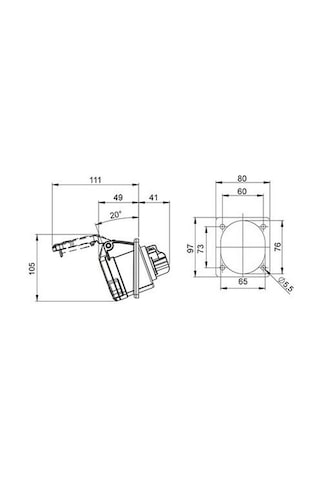 Mete Enerji 5x16a. Ip44 Makine Prizi -eğik- Vidalı Bağl. 406509v