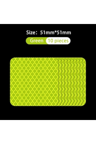 Yansıtıcı Uyarı Etiketi Tekerlek Kaşları Kapı Açma Çıkartmaları Araba Jant Koruyucu Araba Çıkartması Dıy Kare Yeşil 10 Adet