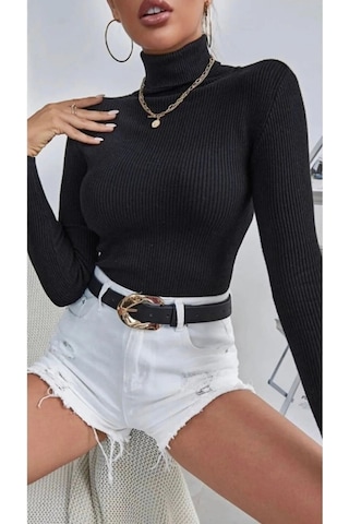 Vyz Fashion Fitilli Slimfit Siyah Kadın Body Siyah